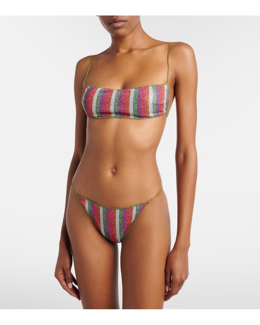 Oseree White Lumiere Striped Bikini