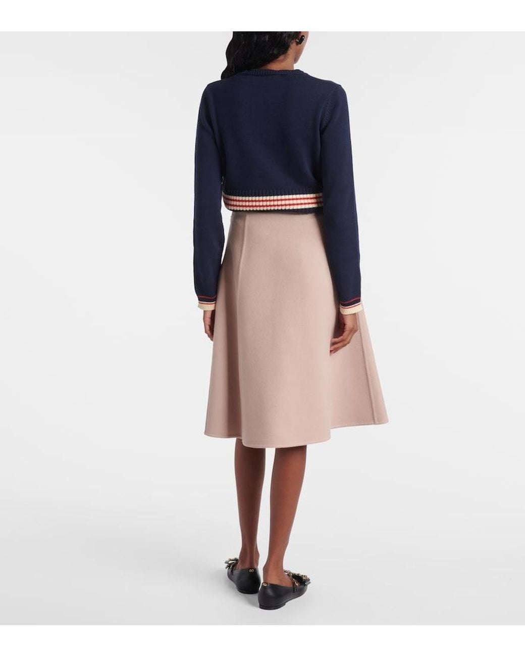 Valentino Garavani Natural Wool And Cashmere Midi Skirt