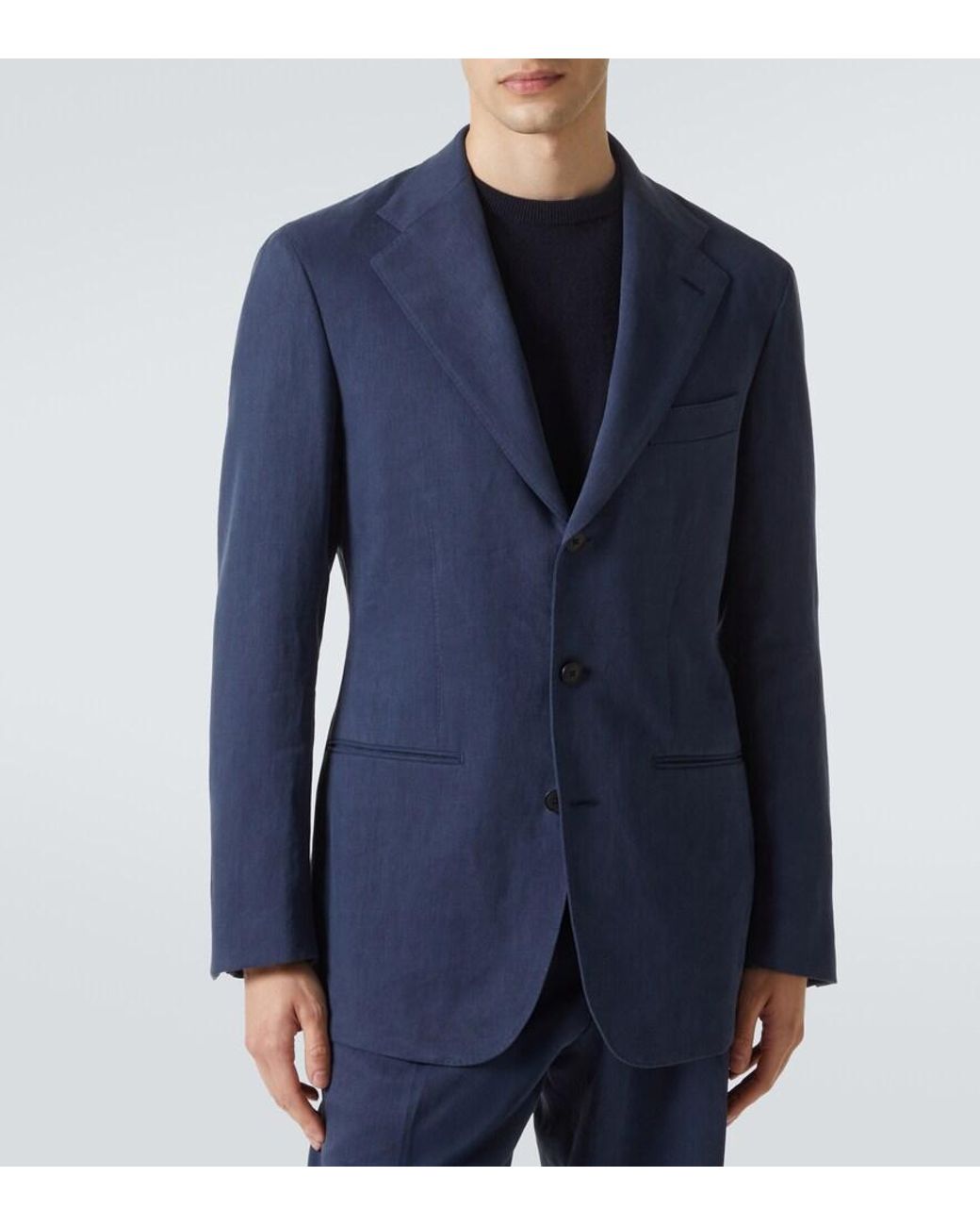 Saman Amel Blazer Aus Leinen in Blue für Herren