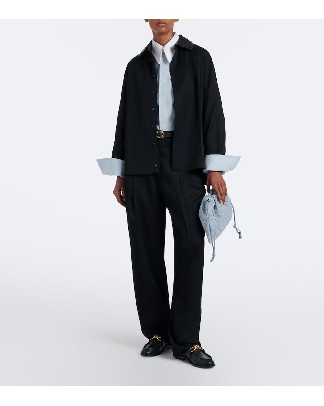 Bottega Veneta Blue Dustbag Intrecciato Small Suede Pouch