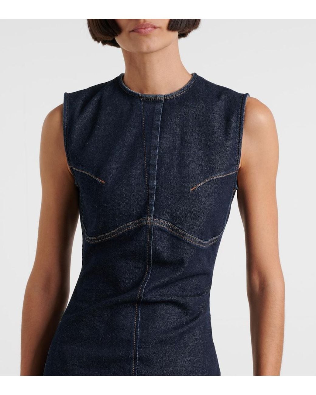 Sportmax Blue Geranio Denim Midi Dress
