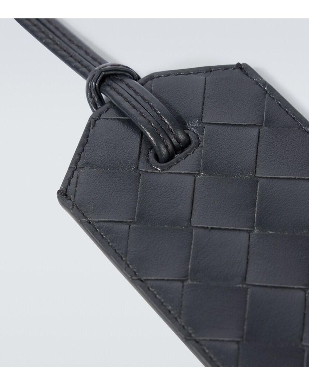 Etiquette De Bagage En Cuir Intrecciato Bottega Veneta pour homme en coloris Black