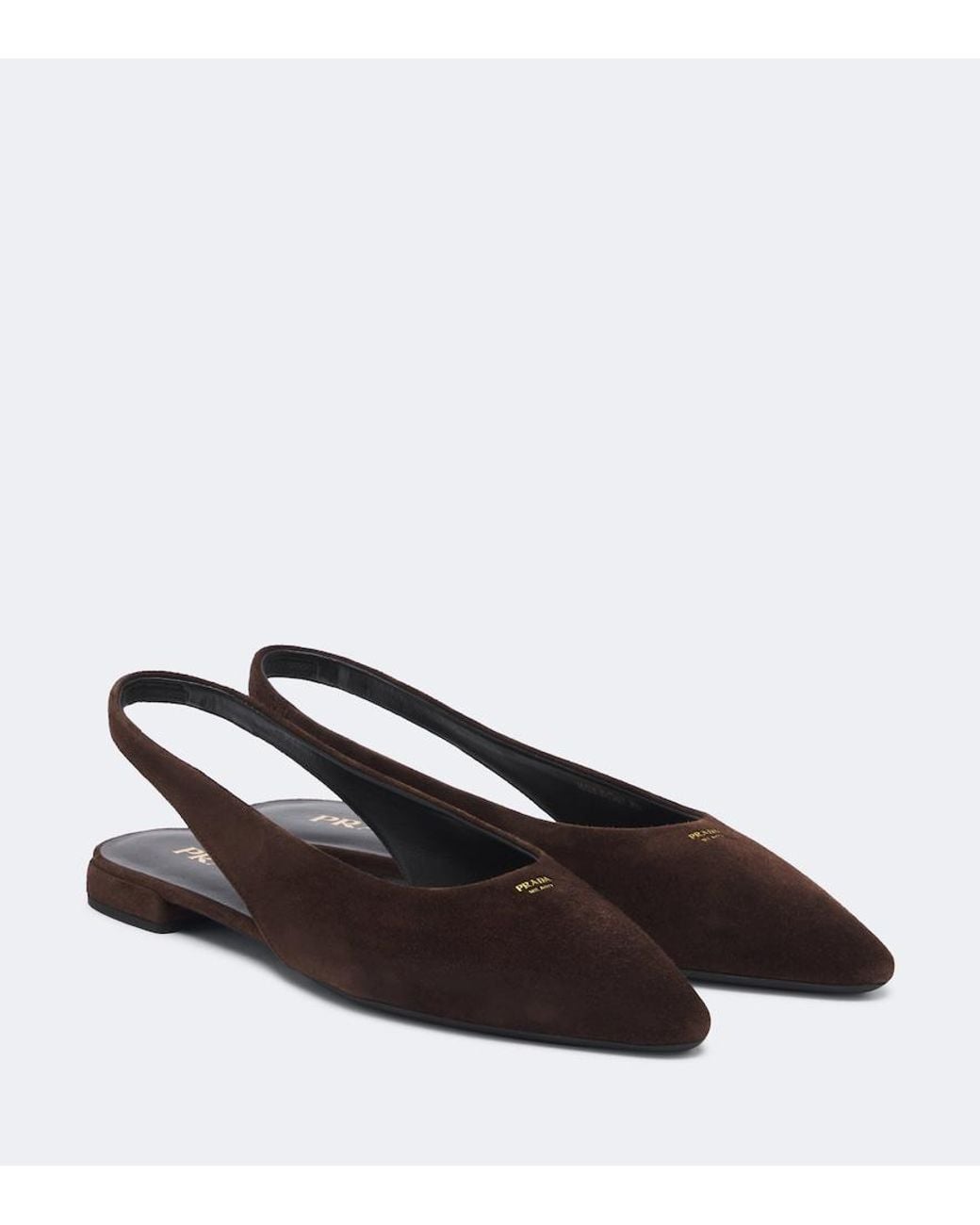 Prada Brown Suede Slingback Flats