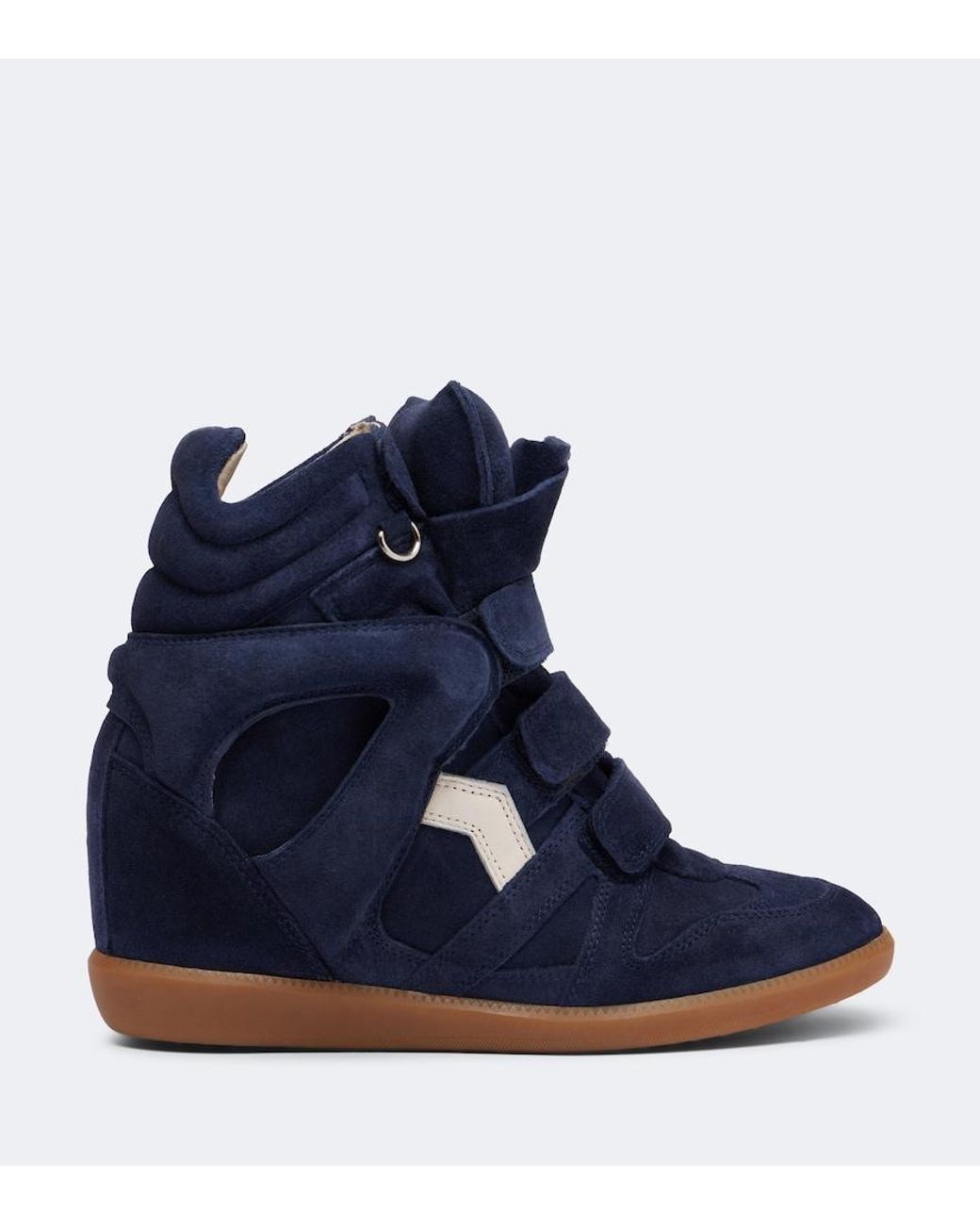 Isabel Marant Blue Beckett Leather And Suede Wedge Sneakers