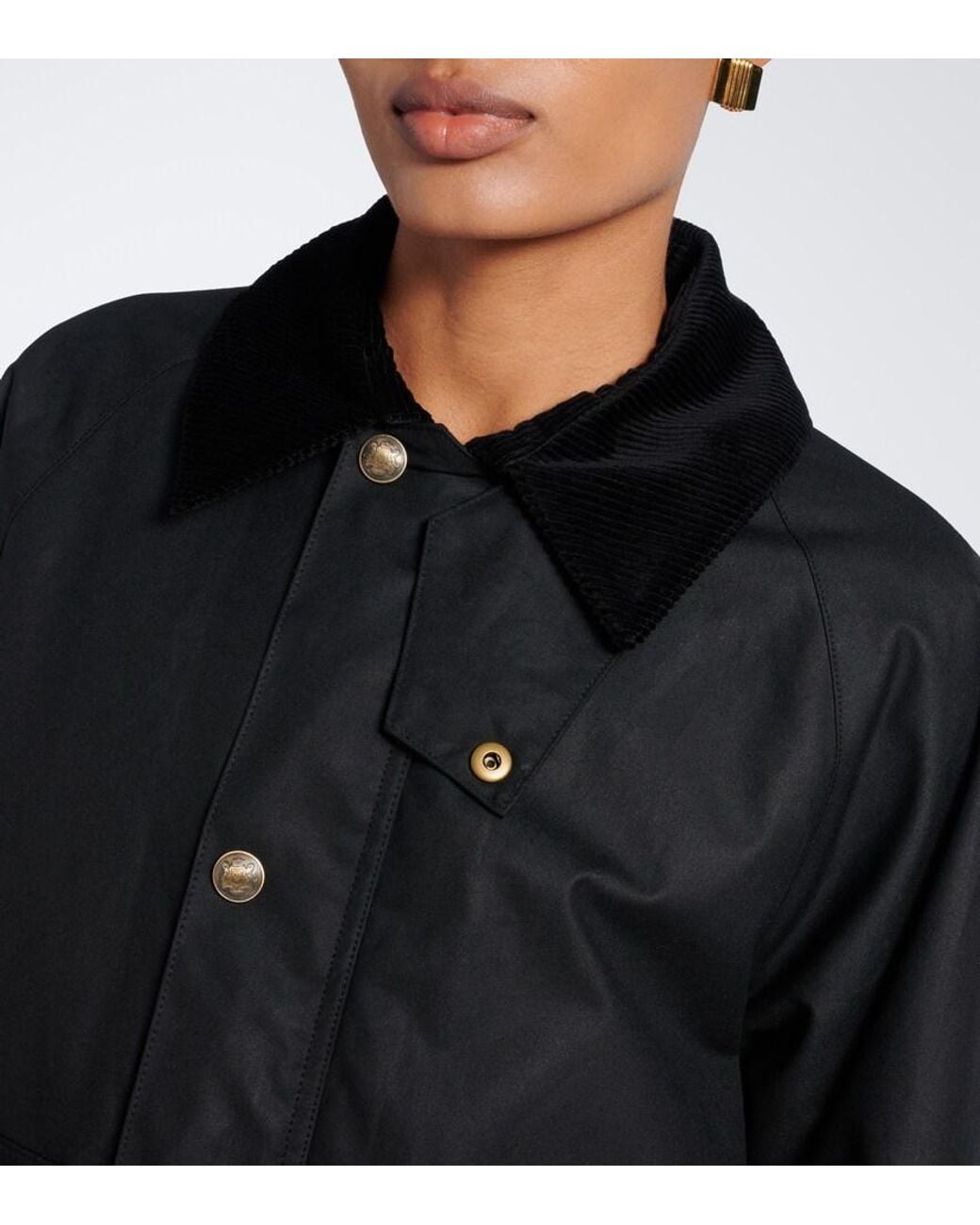 Nili Lotan Black Brinley Corduroy-Trimmed Cotton Jacket