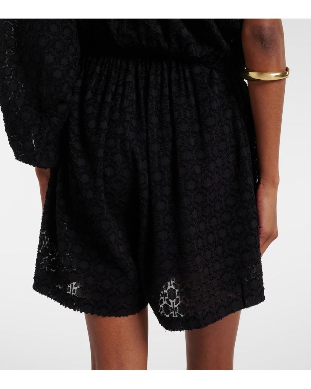 Eres Black Inoubliable Silk And Cotton Jacquard Shorts