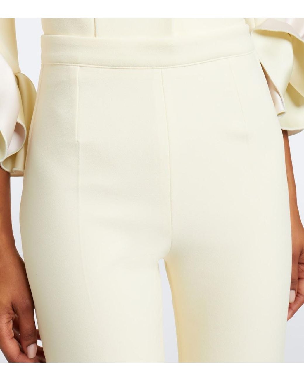 Safiyaa White Alexa Crepe Flared Pants