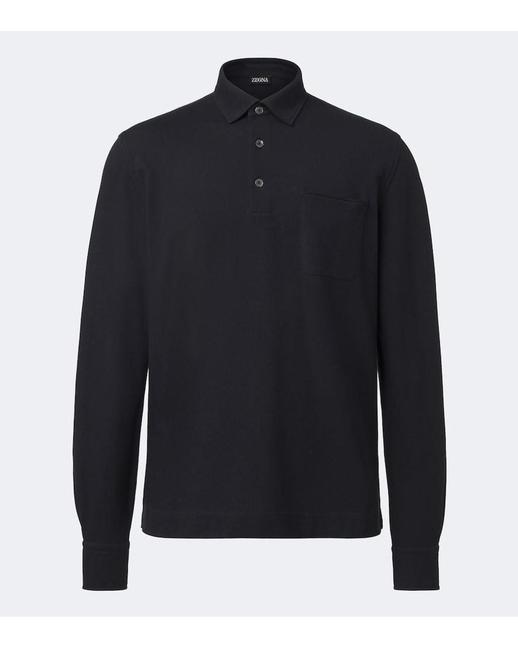 Zegna Blue Cotton Pique Polo Shirt for men