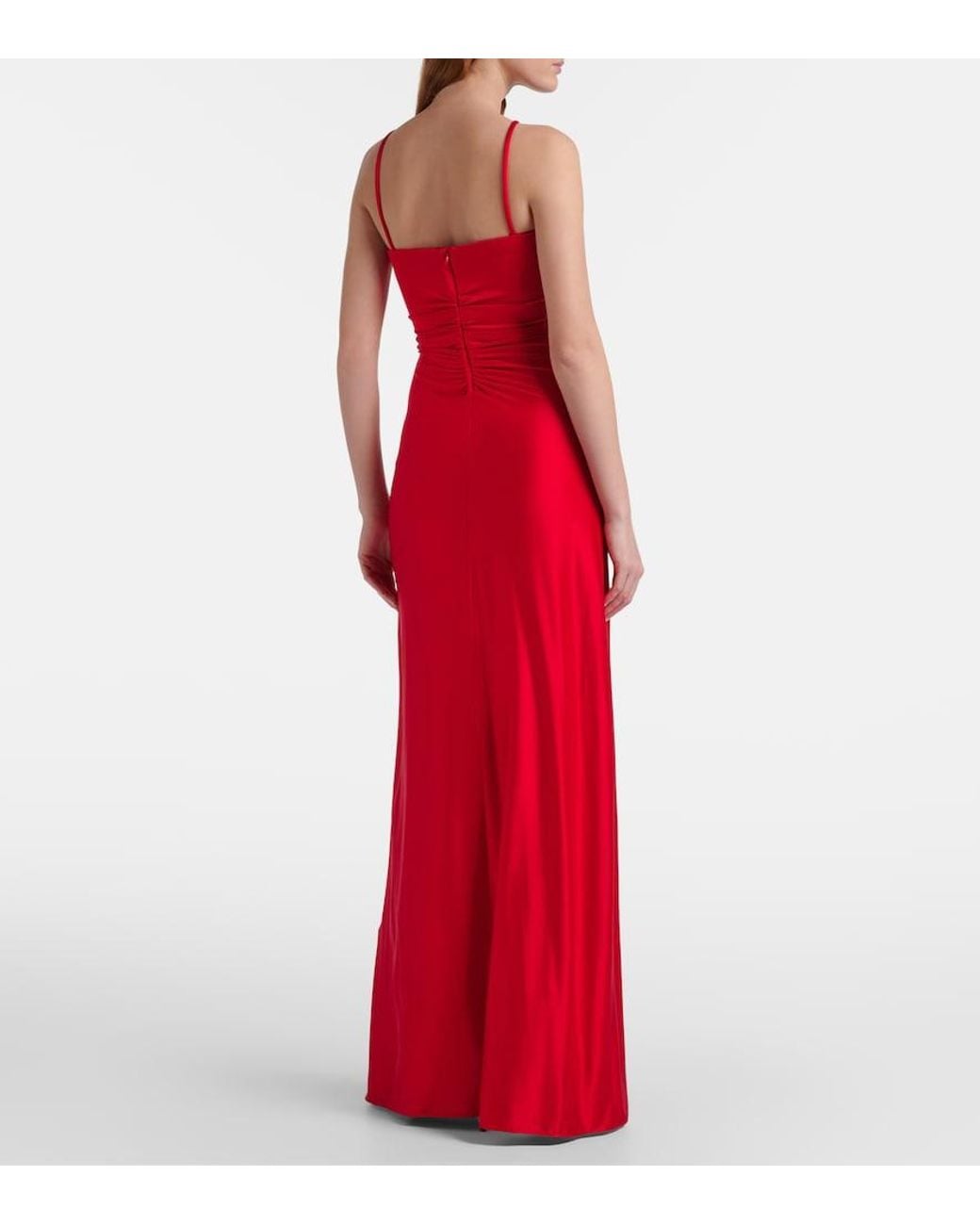 Max Mara Red Oggetti Ruched Halterneck Bustier Gown