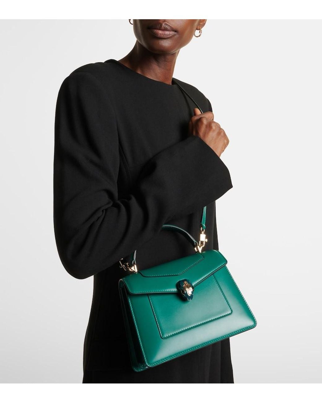 BVLGARI Green Serpenti Forever Medium Leather Top-Handle Bag