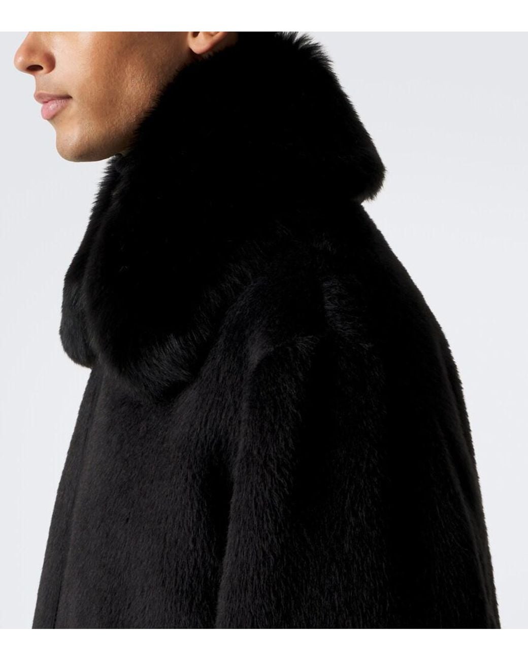 Dolce & Gabbana Black Shearling-Trimmed Alpaca And Wool Jacket for men