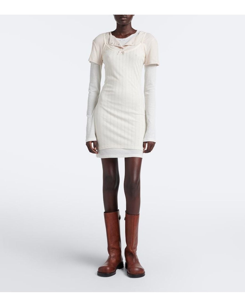 Acne Natural Layered Knitted Minidress