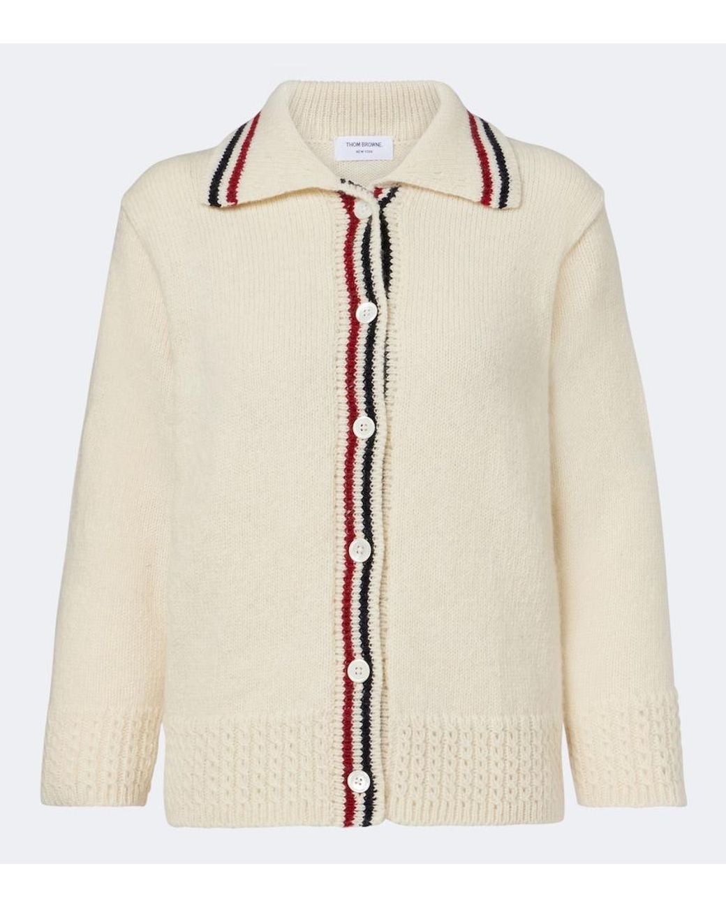 Thom Browne Natural Wool And Mohair Cardigan