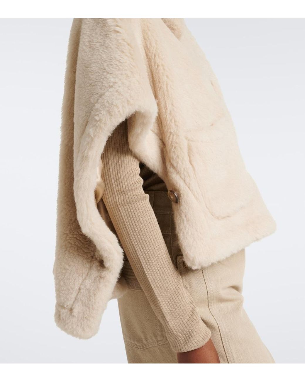 Max Mara Natural Alpaca, Wool, And Silk Teddy Cape