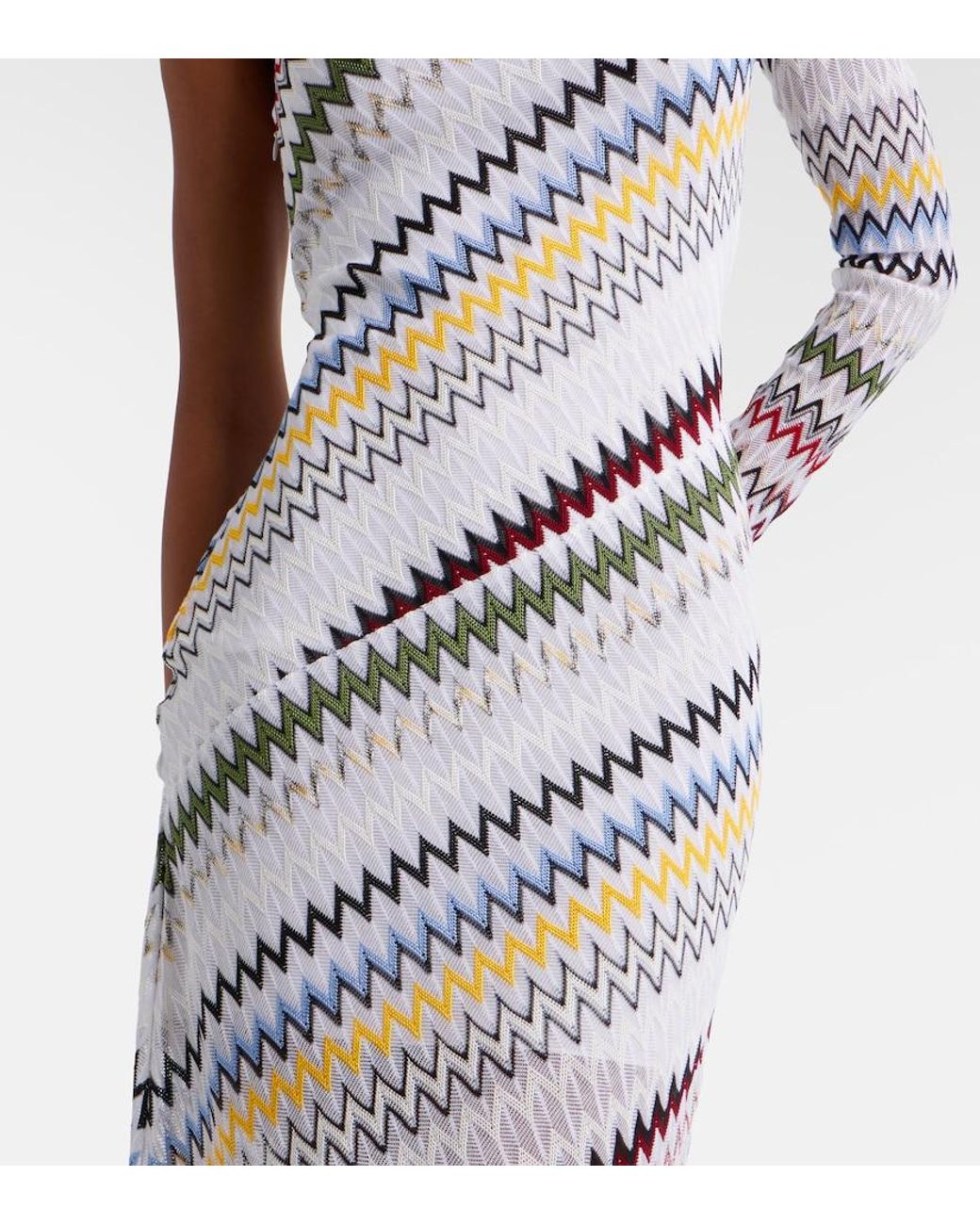 Missoni White Zigzag Asymmetric Maxi Dress