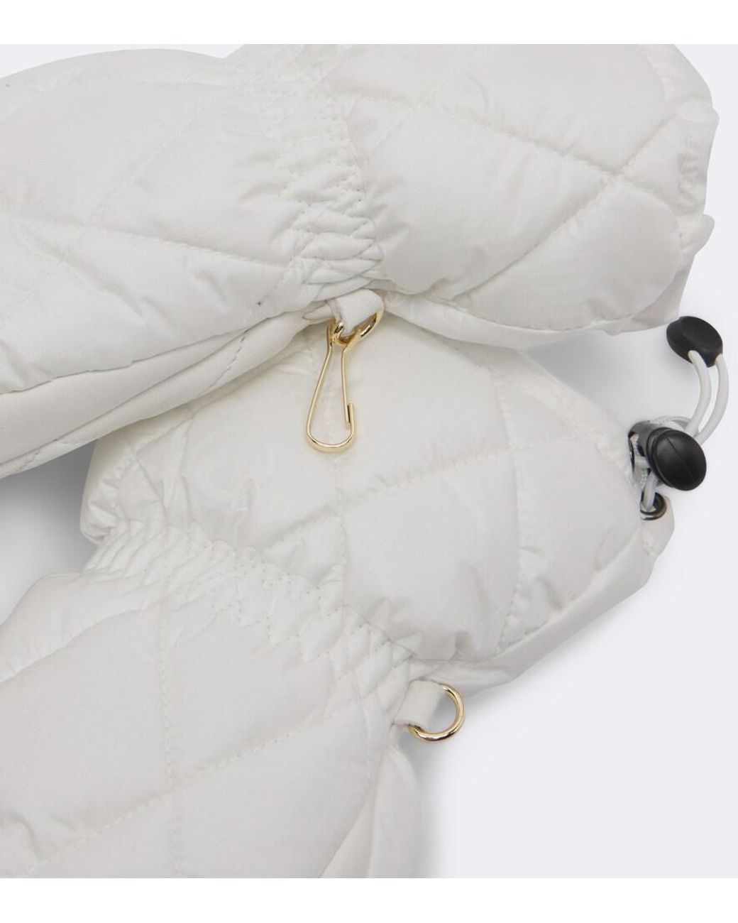 Bogner White Selia Leather-Trimmed Ski Mittens