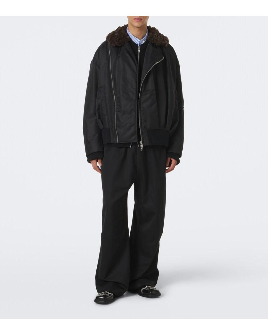 Simone Rocha Black Asymmetric Blouson Jacket for men