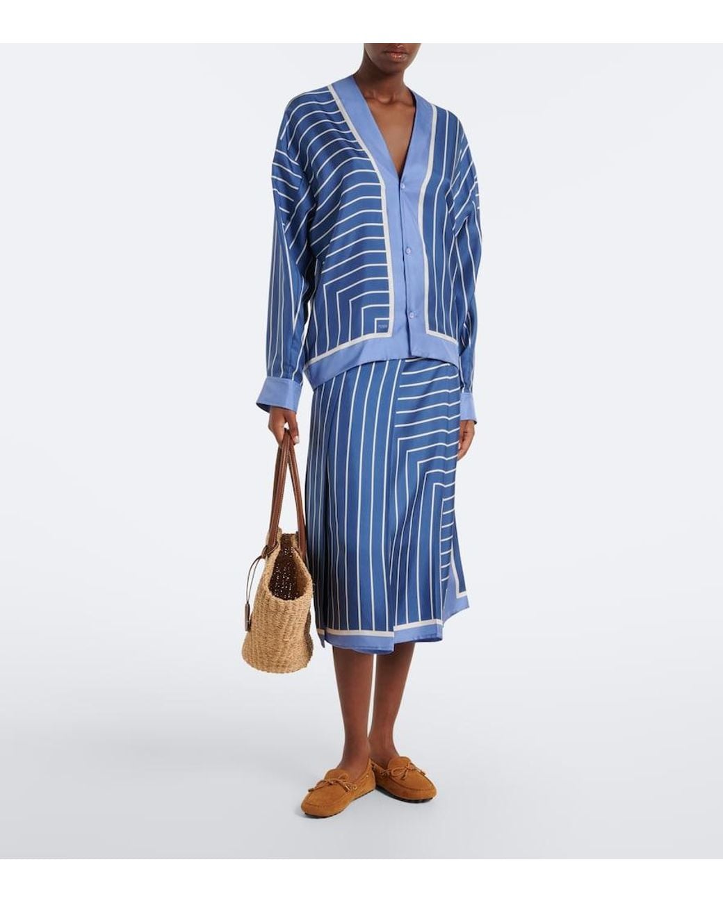 Tod's Blue Striped Silk Shirt