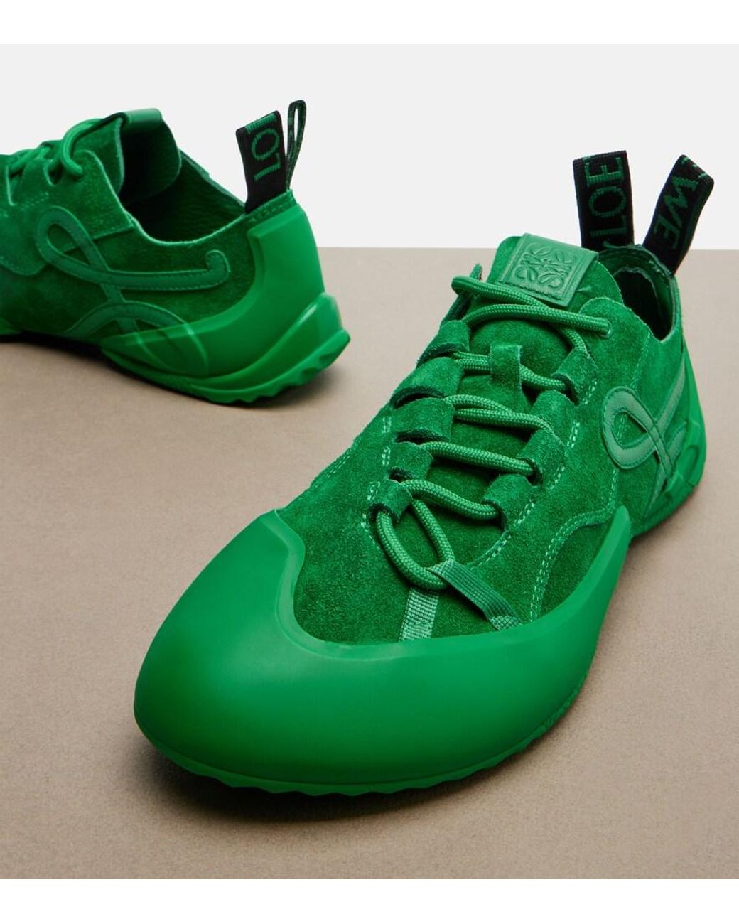 Loewe Green Grip Suede Sneakers