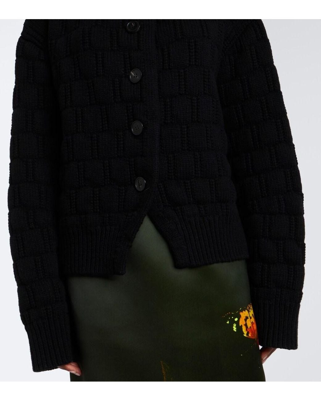 Dries Van Noten Black Wool And Cashmere Cardigan