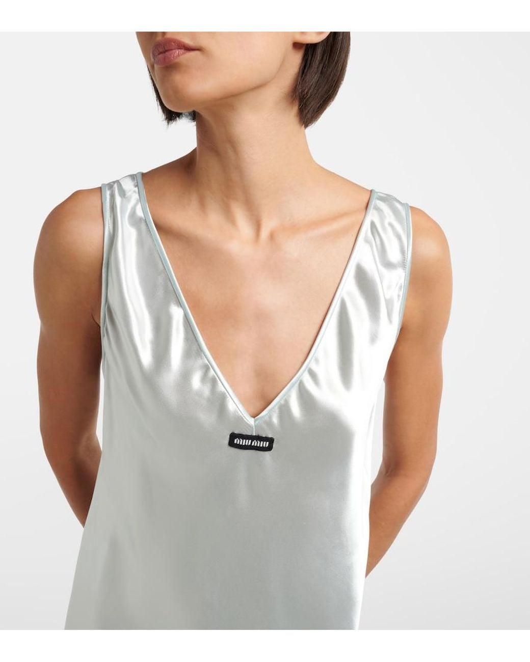 Miu Miu White Satin Maxi Dress