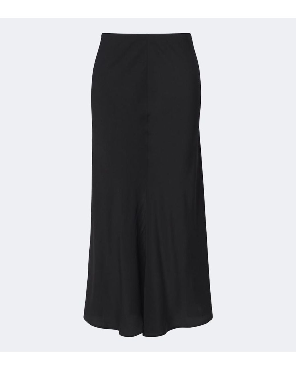 The Row Black Bakura Silk Crepe De Chine Midi Skirt