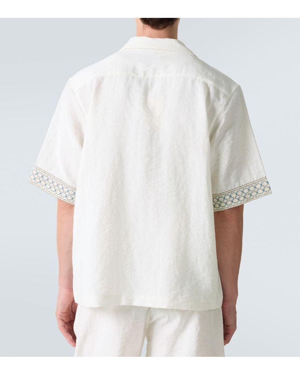 Commas White Crochet-Trimmed Bowling Shirt for men