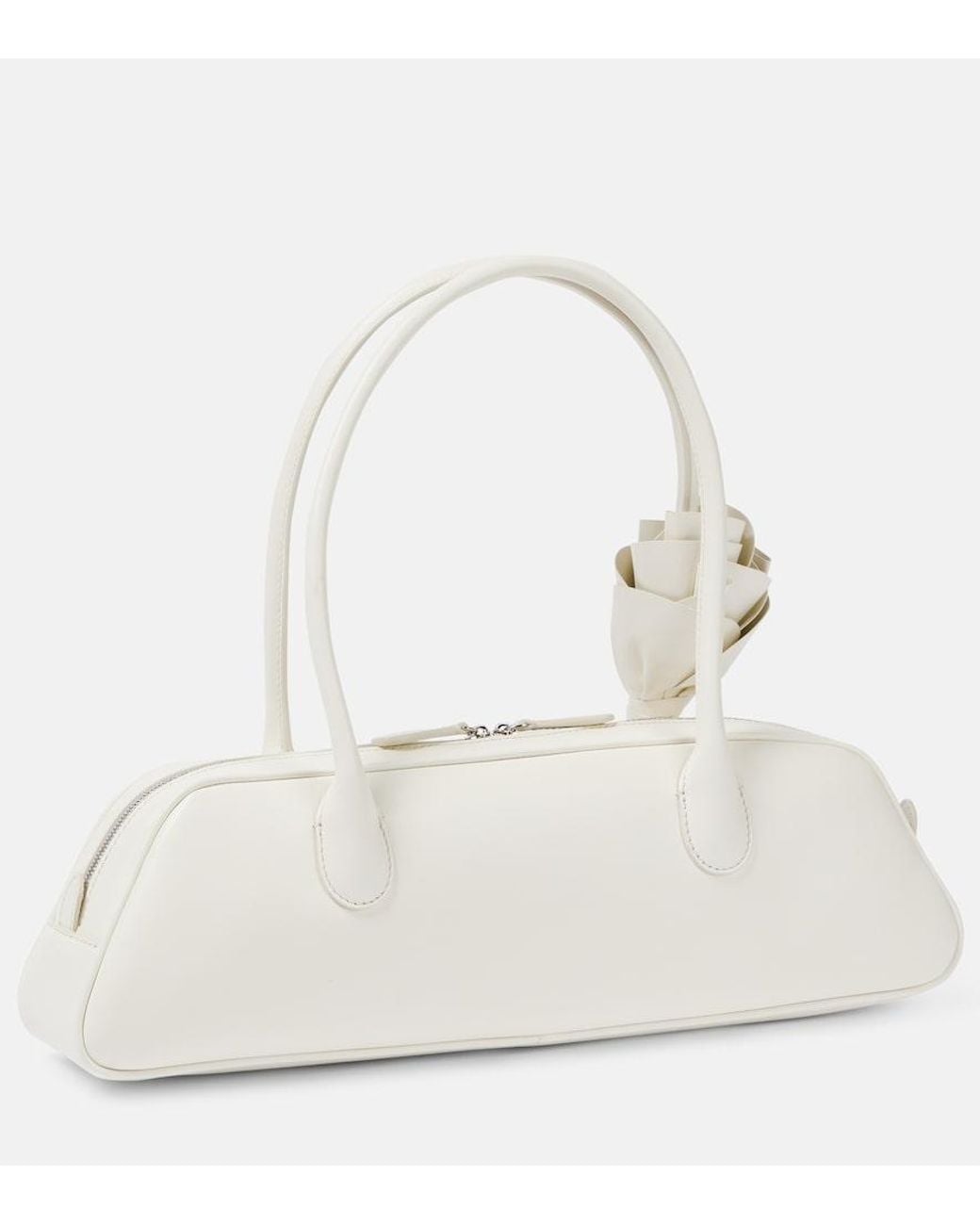 Magda Butrym White Brigitte Floral-Applique Leather Shoulder Bag