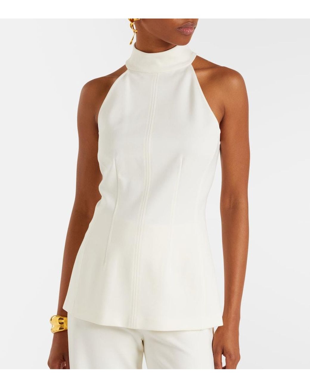 Veronica Beard White Johanne Halterneck Top