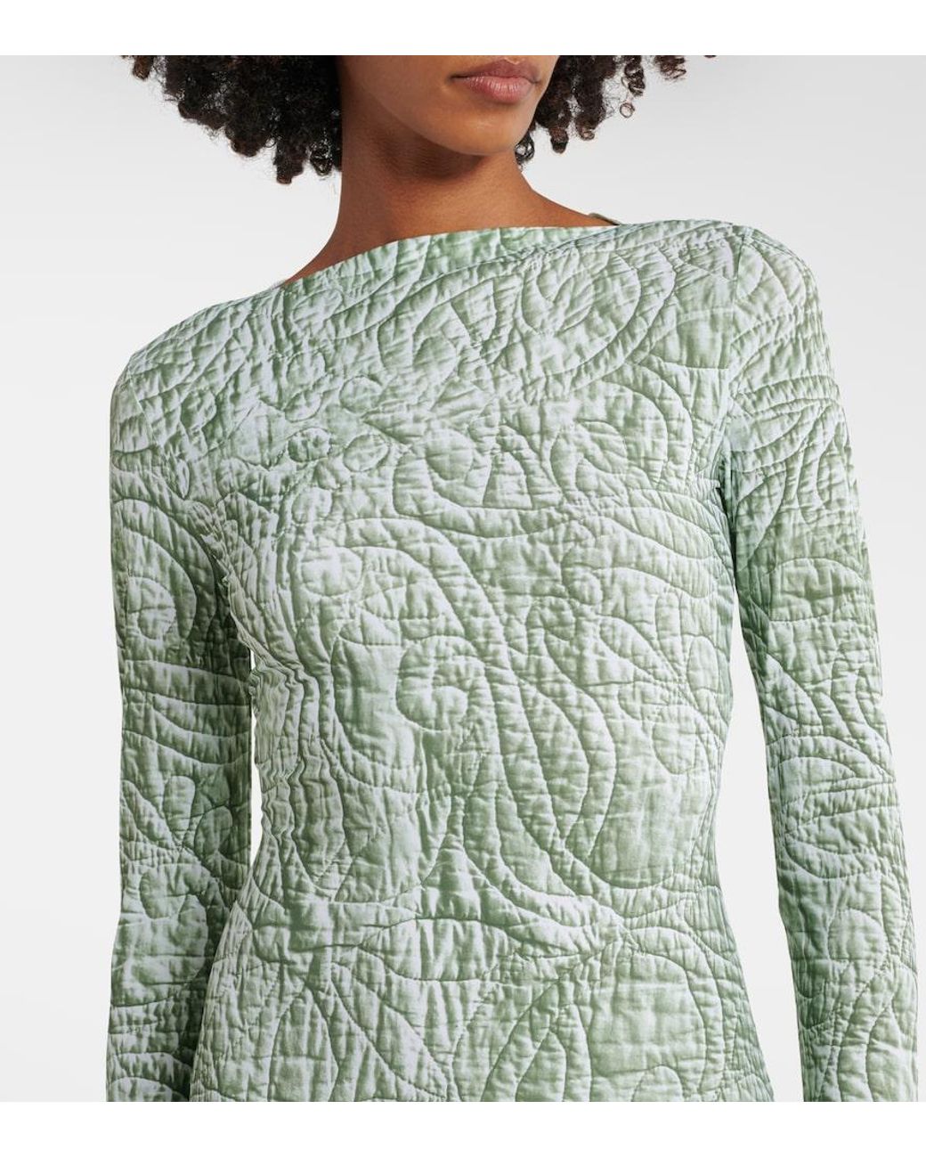 MM6 by Maison Margiela Green Printed Jersey Midi Dress