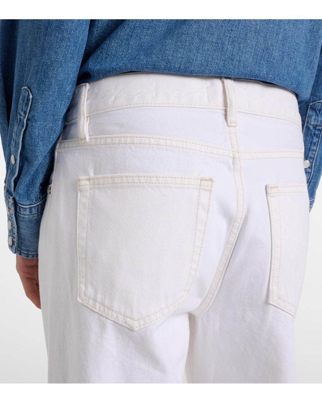 FRAME White Bubble Mid-Rise Wide-Leg Jeans