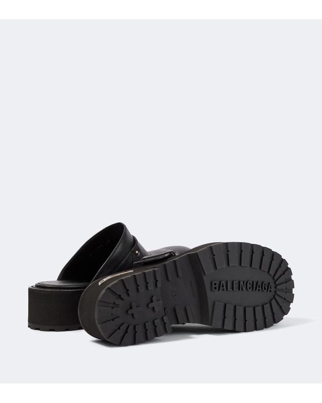 Balenciaga Black Venom Leather Mules for men