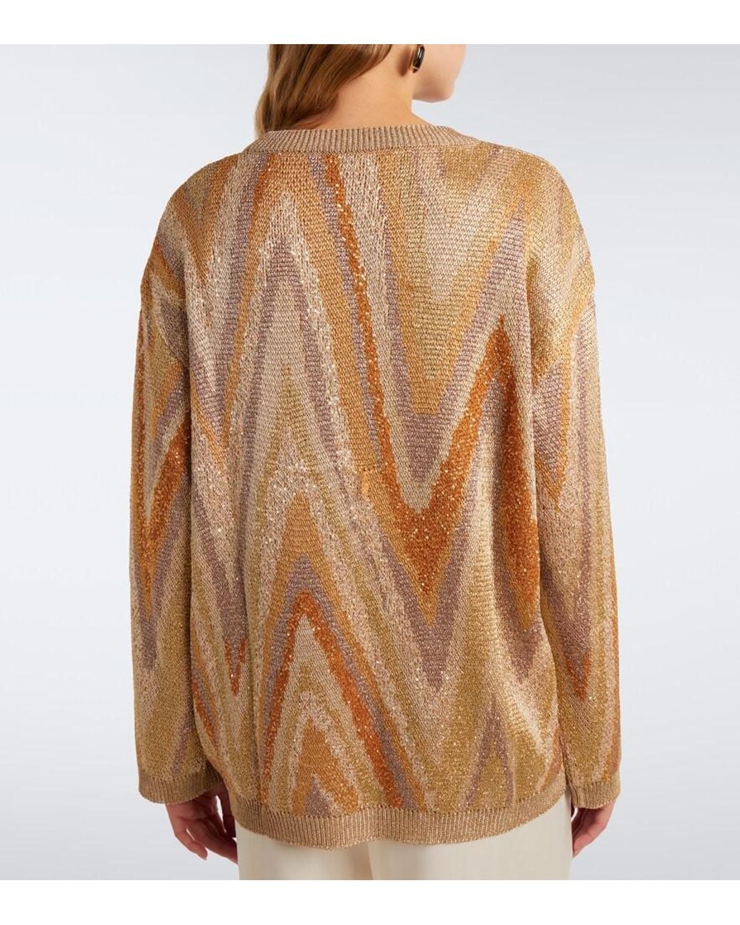 Pull Zigzag En Lame A Sequins Missoni en coloris Natural