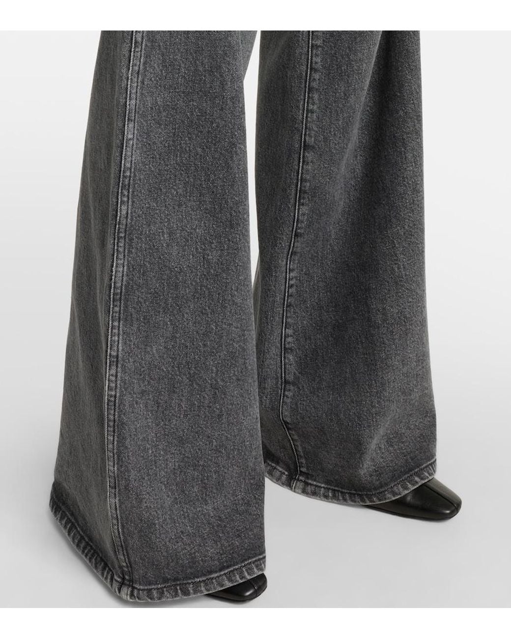 Khaite Gray Dane High-Rise Wide-Leg Jeans