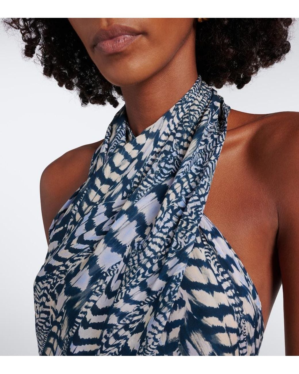 Johanna Ortiz Blue Enigma Silk Georgette Halterneck Top