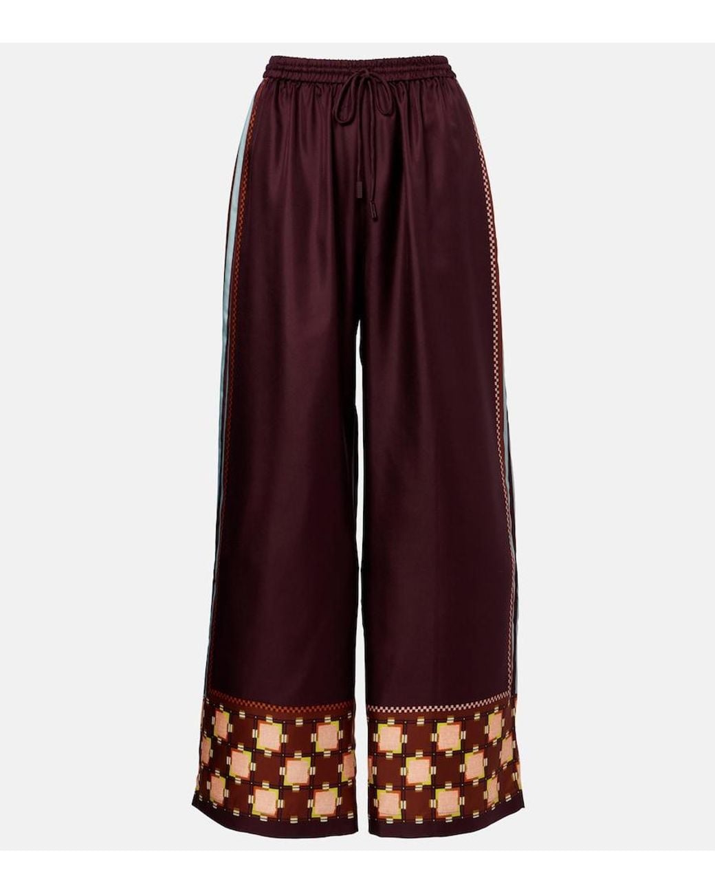 ALÉMAIS Red Wilson Silk Twill Wide-Leg Pants