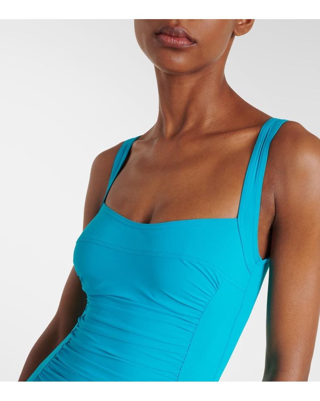Karla Colletto Blue Ruched Swimsuit