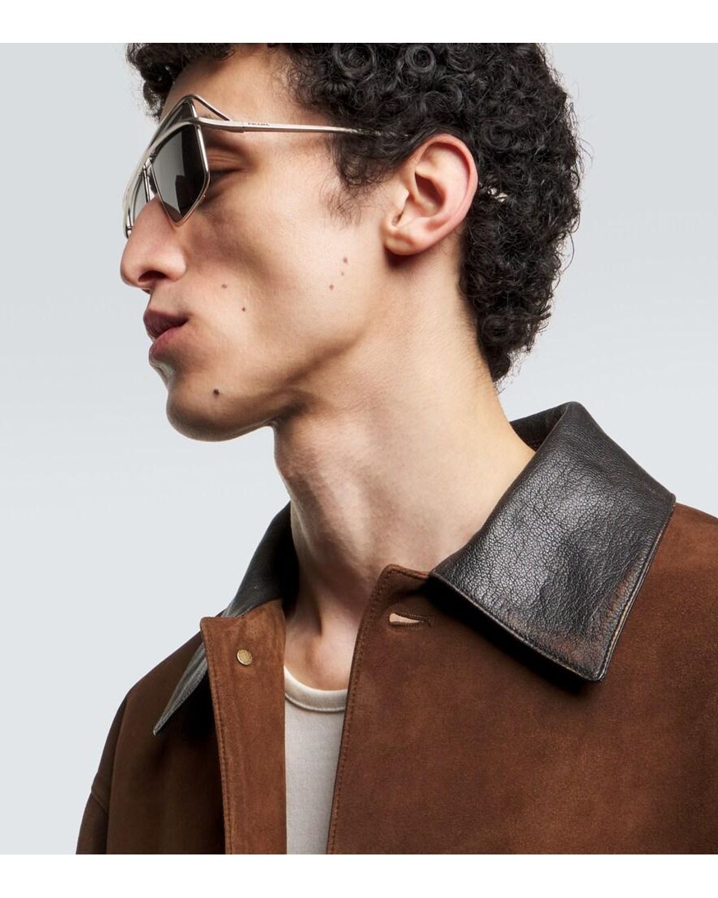 Prada Gray Square Sunglasses for men