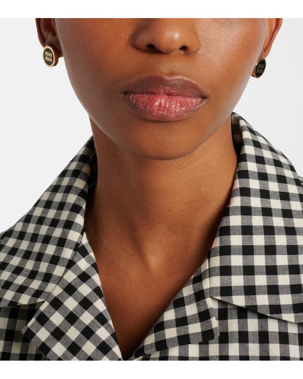 Miu Miu Black Logo Stud Earrings