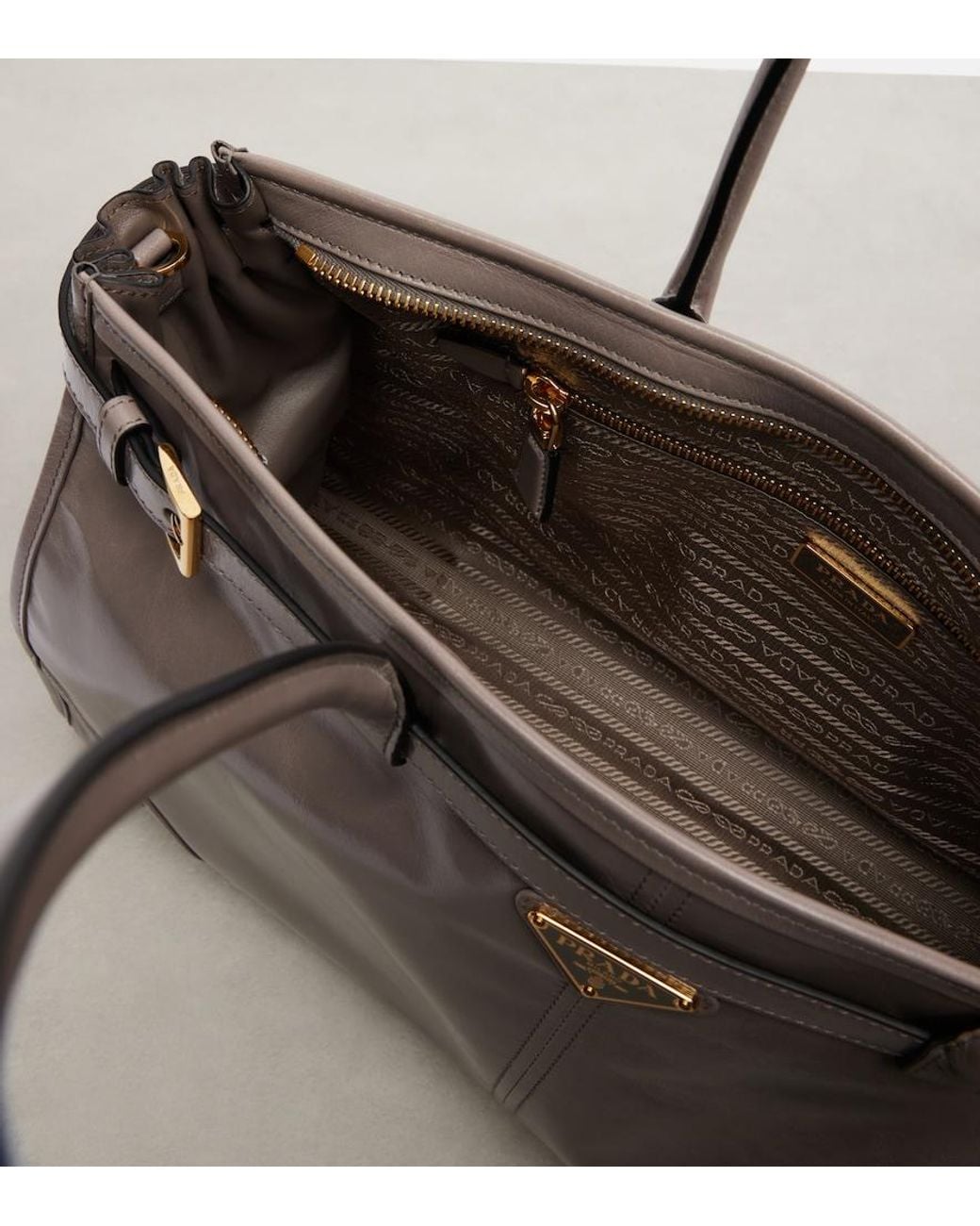 Prada Brown Bonnie Large Leather Shoulder Bag
