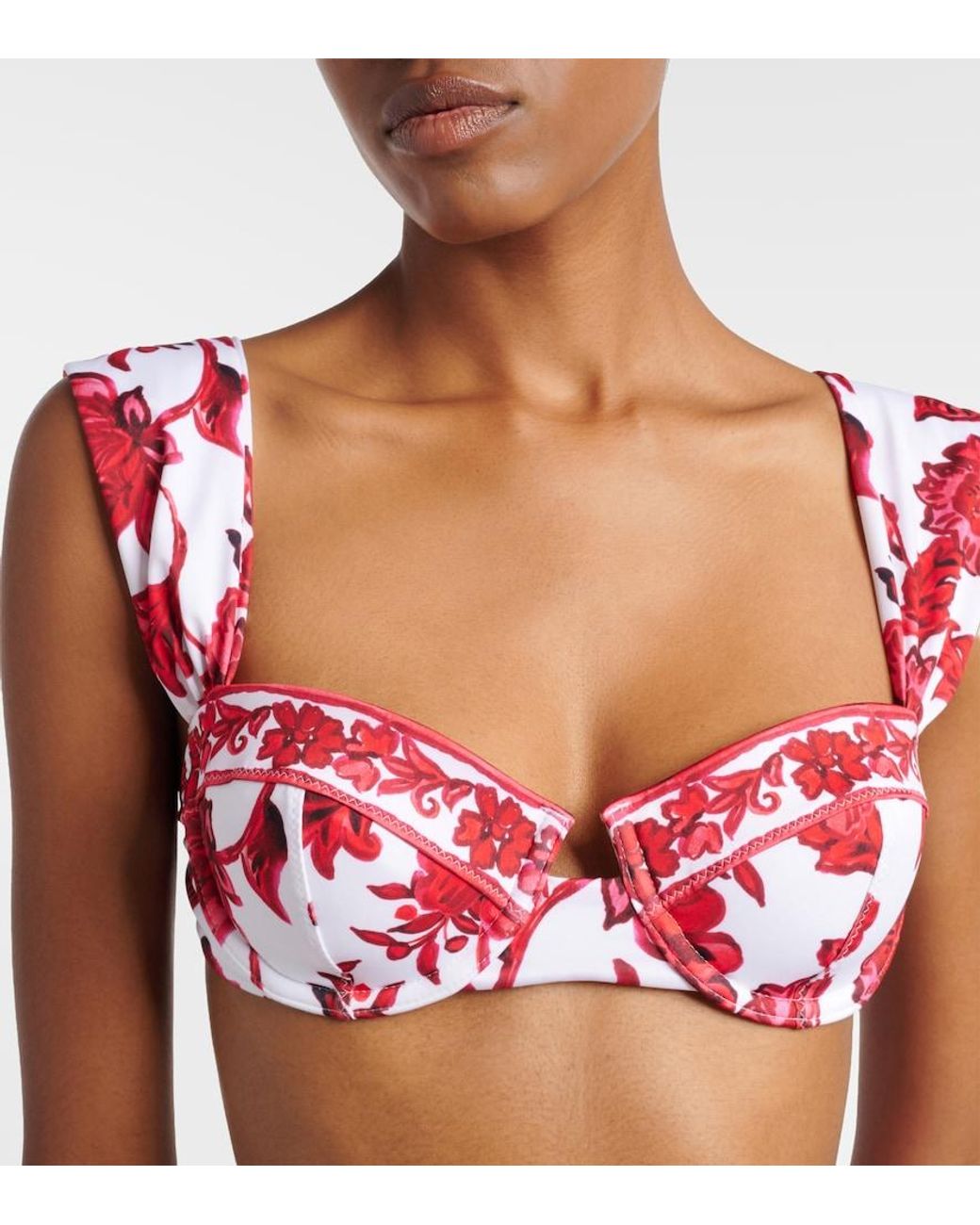 Alexandra Miro Red Zella Floral Bikini Top