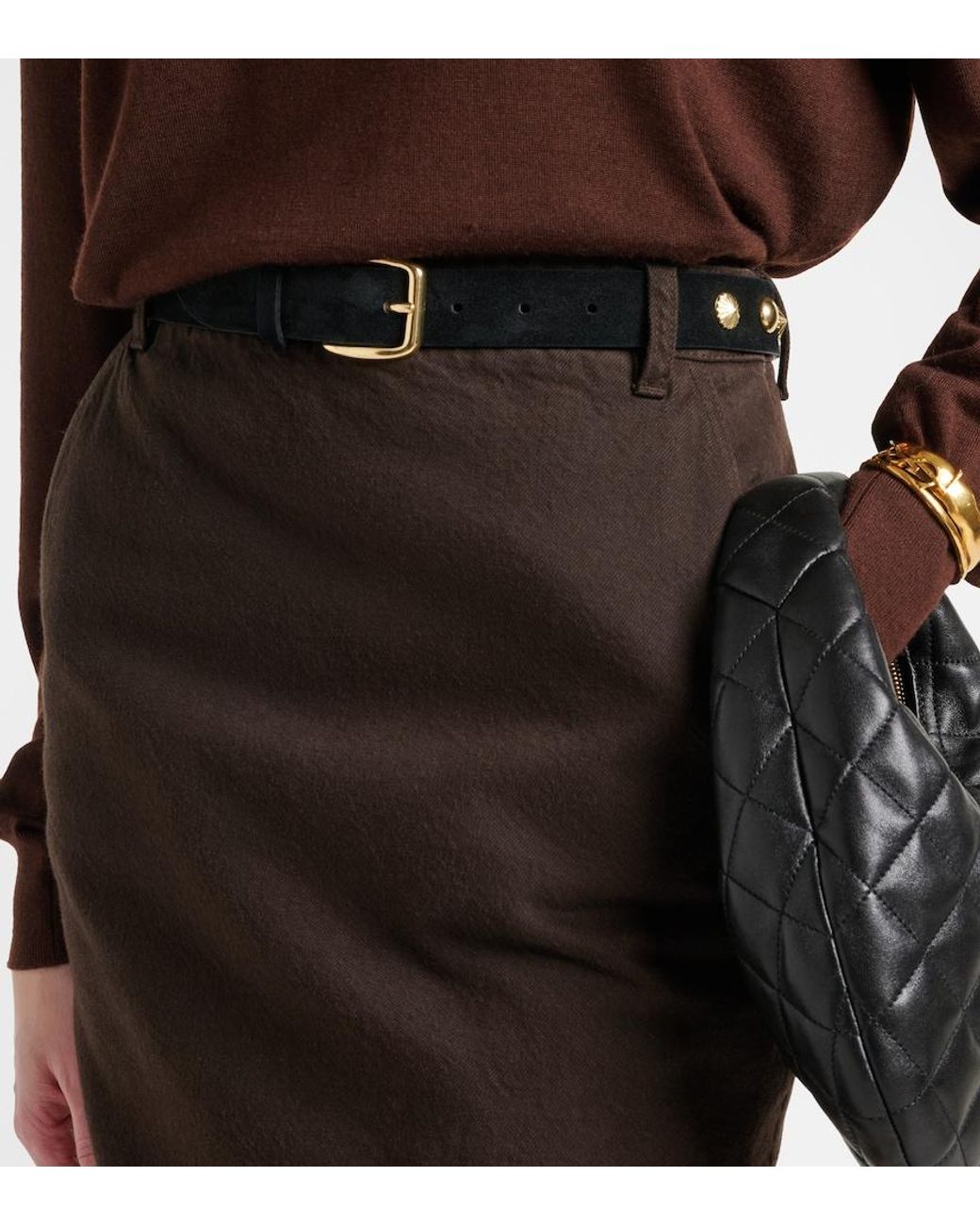 Nour Hammour Black Eden Studded Suede Belt