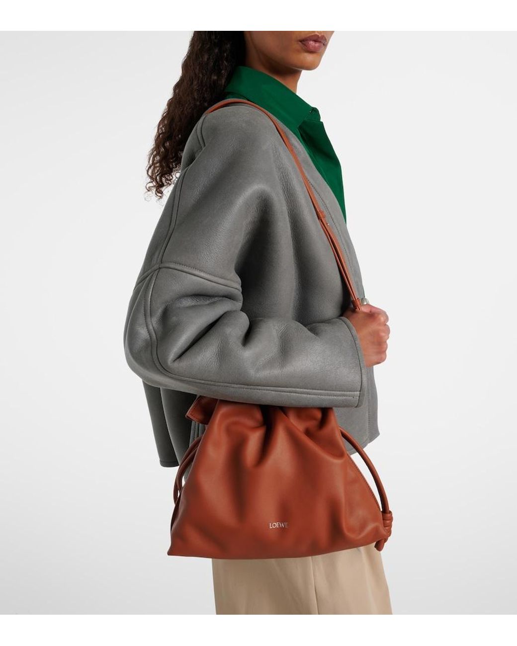 Loewe Brown Flamenco Medium Leather Clutch