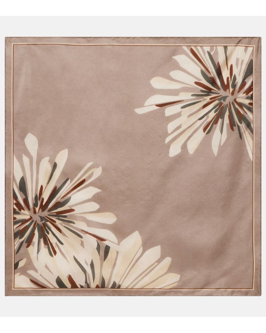 Brunello Cucinelli Natural Floral Silk Twill Scarf