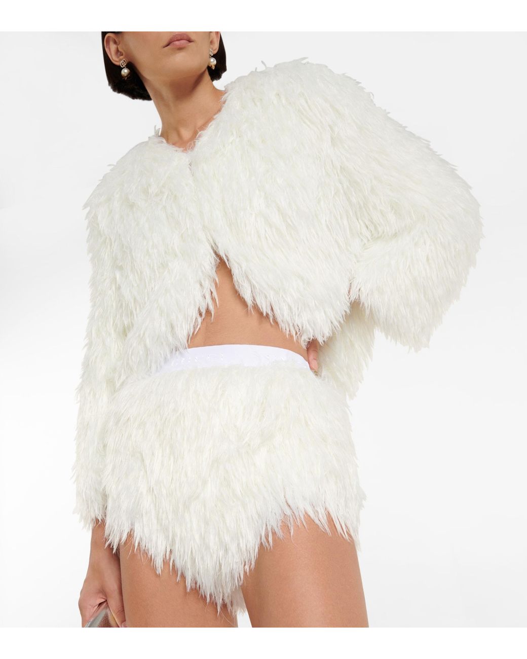 Gucci Faux Fur Shorts in White | Lyst