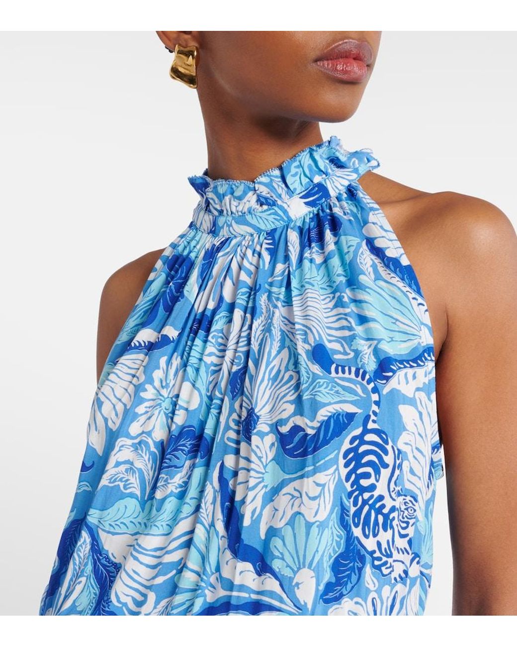 Poupette Blue Bianca Printed Maxi Dress