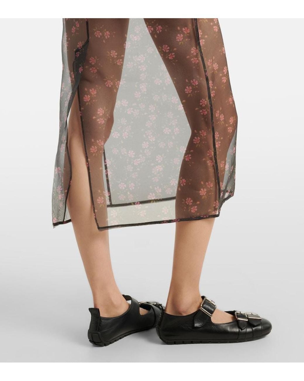 Simone Rocha Gray Floral Midi Skirt