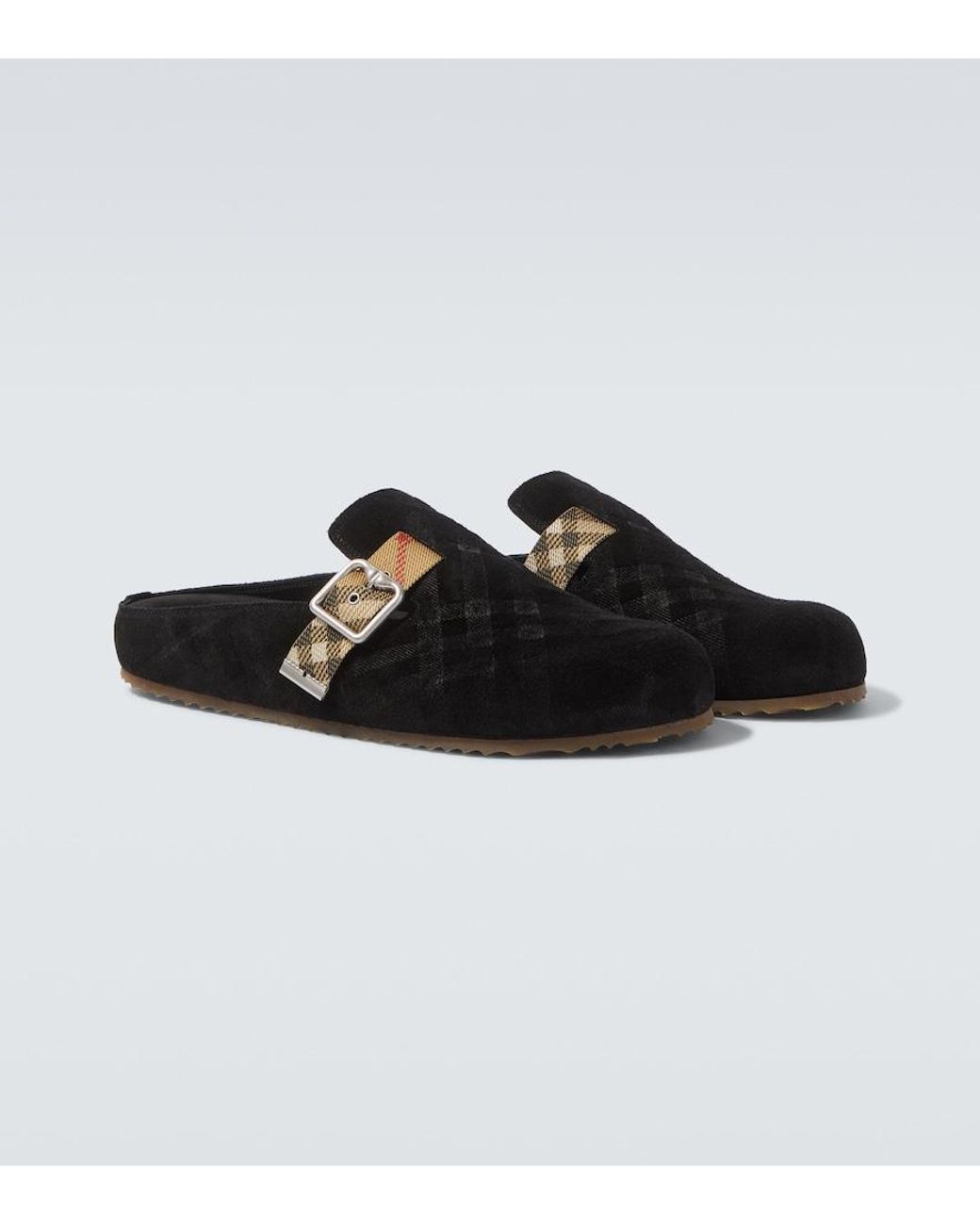 Burberry Black Urchin Suede Clogs for men