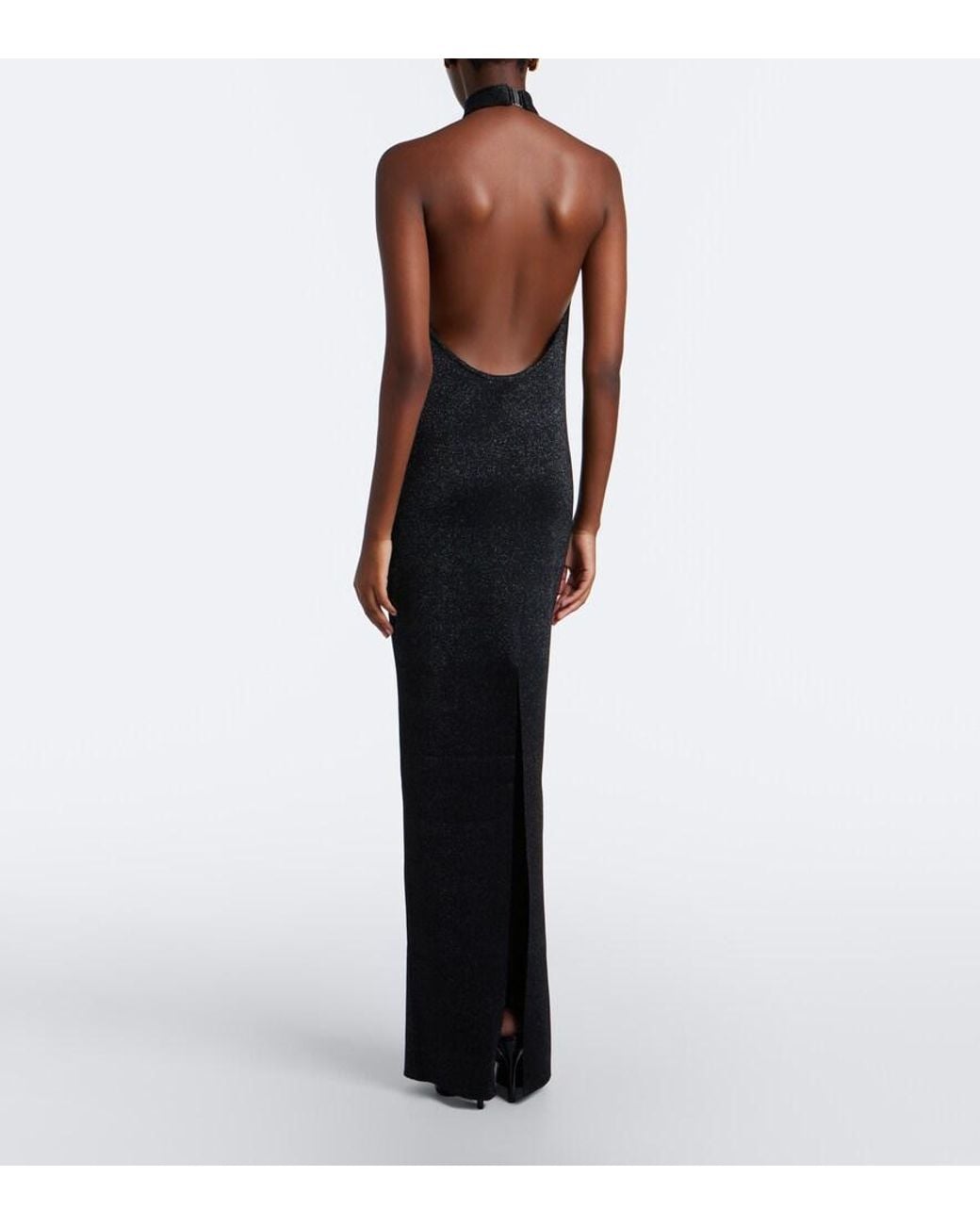 Balmain Black Lame Gown