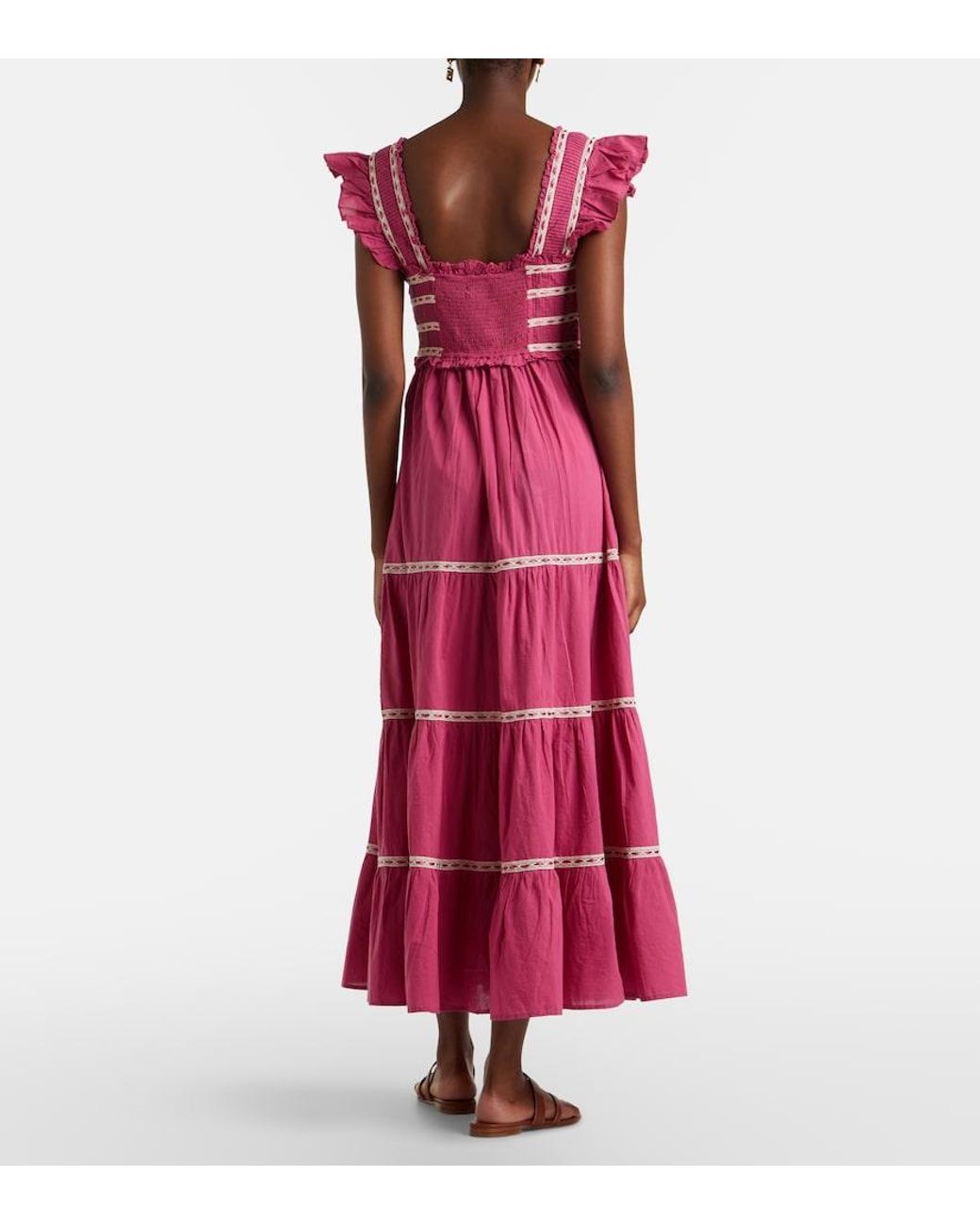 Rixo Chandra Tiered Cotton Midi Dress